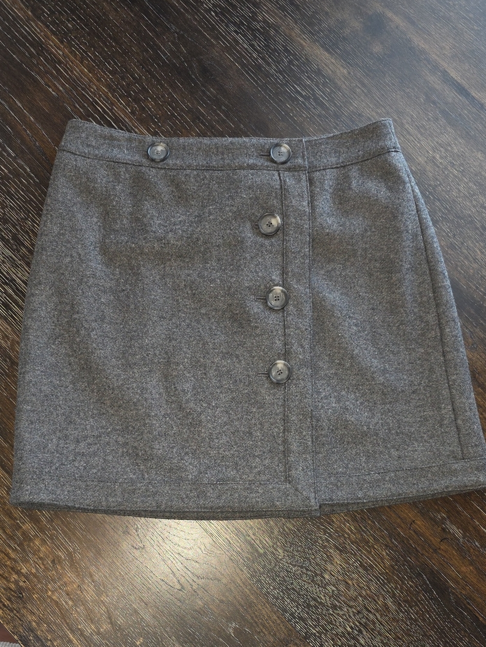 LOFT Gray Button-Front Mini Skirt